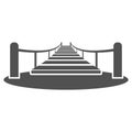 Wooden suspended bridge over the ravine icon in flat style.